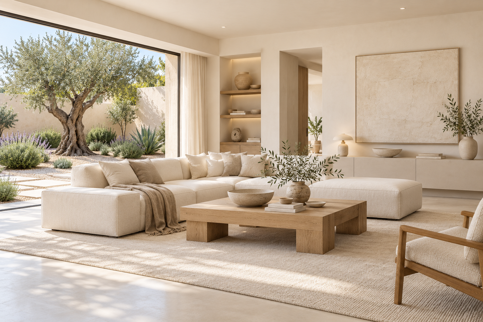 KI-generiertes Einrichtungsbeispiel: Wohnzimmer im Stil Modern & reduziert